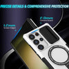 For Samsung Galaxy S24 Ultra 5G Sliding Camshield MagSafe Holder TPU Hybrid PC Phone Case(Black White)