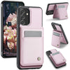 For Samsung Galaxy A13 4G JEEHOOD J06 British Style RFID MagSafe Card Bag PU Phone Case(Pink)
