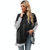 Women Long Sleeve Mock Neck Striped Knit Sweater Casual Tops, Size:S(Black)