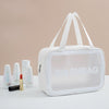2 PCS Frosted Translucent Waterproof Storage Bag Cosmetic Bag Swimming Bag Wash Bag White L