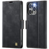 For iPhone 14 Pro AutSpace A11 Side Buckle MagSafe Magnetic RFID Phone Leather Case(Black)