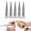 5 PCS Cone Roll Moulds Stainless Steel Spiral Nozzle Croissants Pastry Cream Horn Cake Mold(Large 12x3x3cm)