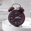 3304T Bedroom Bedside Multifunctional Bell Metal Alarm Clock With Night Light(Wine Red)