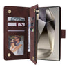 For Samsung Galaxy S25 Ultra 5G Multifunctional Frosted Zipper Wallet Leather Phone Case(Coffee)