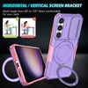 For Samsung Galaxy S24+ 5G Sliding Camshield MagSafe Holder TPU Hybrid PC Phone Case(Pink Purple)