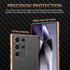 For Samsung Galaxy S23 Ultra 5G AZNS Electroplated Edge Carbon Fiber Texture Phone Case(Brown)