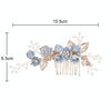 Fashion Flower Hair Combs Headdress Prom Bridal Wedding Hair Accessories Gold Leaves Hair Jewelry Hair Pins(Blue big size)