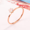 Very Fine Six-Claw Single Diamond Ring Diamond-Set Titanium Steel Women Ring, Size: US Size 6(Rose Gold)
