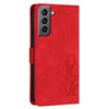 For Samsung Galaxy S22+ 5G Tulips Embossed Leather Phone Case with Lanyard(Red)