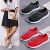 Spring and Autumn Rhinestone Flying Woven Women Sneakers Casual Breathable Shoes, Size: 35(White)