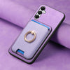 For Samsung Galaxy A05s Retro Cross Leather Ring Vertical Insert Card Bag MagSafe Phone Case(Purple)