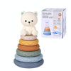 Baby Stacking Nesting Circle Toy Soft Squeeze Building Blocks Sensory Toys, Style: White Bear