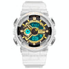 SANDA 298 Watch Men And Women Transparent Watch Waterproof Multi Functional luminous Movement Double Display Couple Electronic Watch(Gold Man)