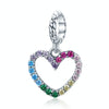 S925 Sterling Silver Rainbow Heart Pendant DIY Bracelet Necklace Accessories