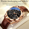 OLEVS 2872 Men Three Eyes Six Needles Chronograph Waterproof Quartz Watch(Black + Rose Gold)