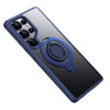 For Samsung Galaxy S25 Ultra 5G Frosted MagSafe Phone Case with 360 Degree Rotating Holder(Blue)