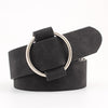 Casual Needleless Round Buckle Wide  PU Leather Belt for Women, Belt Length:103cm(Black)
