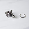 2 PCS/Set Women Fashion Retro Palace Gemstone Crystal Butterfly Ring, Ring Size:17(Purple)