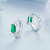 S925 Sterling Silver Platinum-plated Zircon Emerald Shining Earrings(BSE1036)