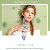 S925 Sterling Silver Sticky Cat DIY Bracelet Charm, Style:Pendant+Chain