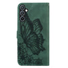For Samsung Galaxy A16 5G Retro Skin Feel Butterflies Embossing Horizontal Flip Leather Phone Case(Green)