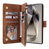 For Samsung Galaxy S25 Ultra 5G Multifunctional Frosted Zipper Wallet Leather Phone Case(Brown)