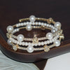 3 Row Gold Simple Rhinestone Pearl Wrapped Arm Bracelet Versatile Bracelet