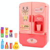 Children Play House Simulation Refrigerator Kitchen Toy Double Door Girls Smart Freezer Toy(Pink)