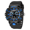 SMAEL 8081 Multifunctional Waterproof Luminous Numeric Digital Dual Display Outdoor Sports Watch(Black Blue)