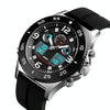 SKMEI 1538 Multi-Function Time Large Dial Steel Belt Men  Casual Sports Electronic Watch(Silver-Silicone Belt)