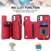 For iPhone 11 Pro Max Double Flap Zipper RFID Leather Phone Case with Short Lanyard(Red)