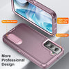 For Samsung Galaxy S22+ 5G 3 in 1 Rugged Holder Phone Case(Purple+Pink)