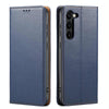 For Samsung Galaxy S25+ 5G Fierre Shann PU Genuine Leather Texture Phone Case(Blue)