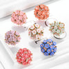 Fashion Ceramic Flower Ring for Women Adjustable Wedding Rings Jewelry(Blue)