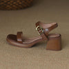 Summer Platform Mid Heel Open Toe Sandals, Size: 37(Brown)