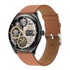 MT55 1.43 inch AMOLED HD Screen Ultra-thin Smart Call Health Watch, Leather Strap(Black Brown)