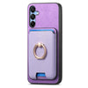 For Samsung Galaxy A16 Retro Cross Leather Ring Vertical Insert Card Bag MagSafe Phone Case(Purple)