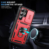 For Samsung Galaxy S25 Ultra 5G Sliding Camshield TPU Hybrid PC Phone Case with Holder(Red+Black)