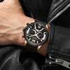 CURREN M8329 Casual Sport Leather Watch for Men(Rose black)