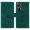 For Asus Zenfone 9 Butterfly Rose Embossed Leather Phone Case(Green)