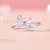 S925 Sterling Silver Main Stone Flower Sparkling Ring, Size: No. 8(SCR1012)