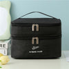 Cationic Double Layer Cosmetic Bag Large Capacity Handheld Wash Bag Thickened Waterproof Travel Storage Bag(Black)
