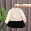 Girls Sweater+ Dress Kit Small Incense Wind Knitted Sweet Princess Outfits, Size: 110cm(Beige)