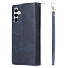 For Samsung Galaxy A35 5G 9-Card Slots Zipper Wallet Bag Leather Phone Case(Blue)