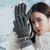 1 Pair YR205 Winter Warm Plus Fleece Mouth Driving Riding Sports Gloves, Size: Free Code(Gray)