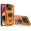 For iPhone 14 Plus Metal Rotating Bracket TPU + PC Magnetic Phone Case(Orange)