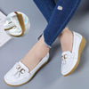Leather Anti-Slip Flat Shoes Women Casual Shoes, Size: 37(White)