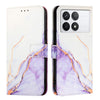 For Xiaomi Redmi K70 / K70 Pro PT003 Marble Pattern Flip Leather Phone Case(White Purple)