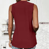 Women Spring Summer Round Neck Printed Vest T-Shirt Top, Size: M(Wine Red)