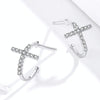 Cross Earrings Sterling Silver S925 Zircon Earrings